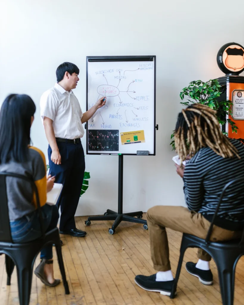 Consultant taking a small team through a plan