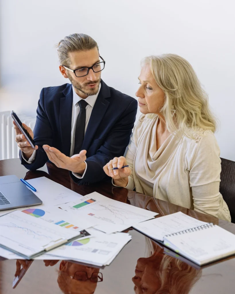Financial advisor walking a client through a plan