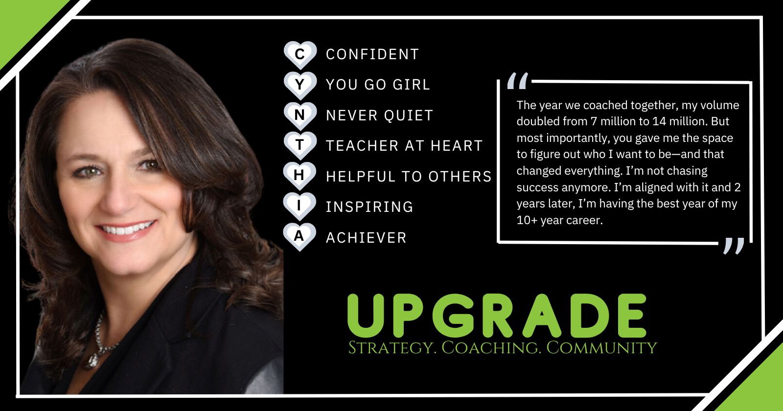 Cynthia, UPGRADE client